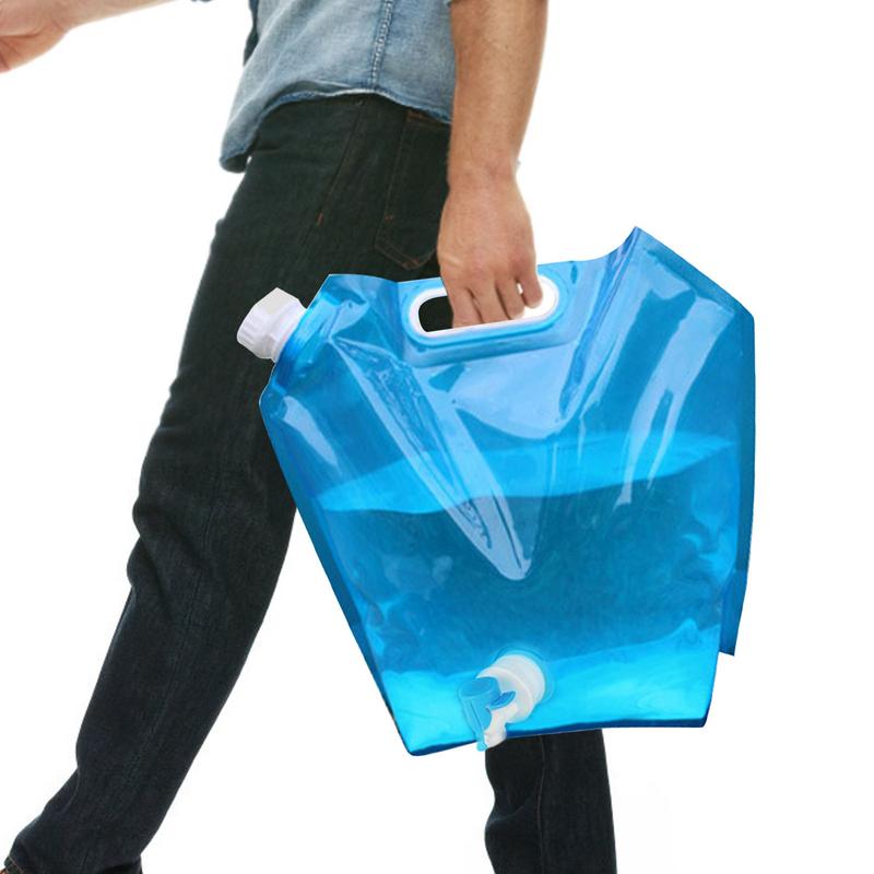 Water Bag Collapsible - 蛇口付きキャンプウォーターバッグ,折りたたみ式ウォーターストレージコンテナ,ポータブル折りたたみ式バケット,キャンプ用品,5 l,10l