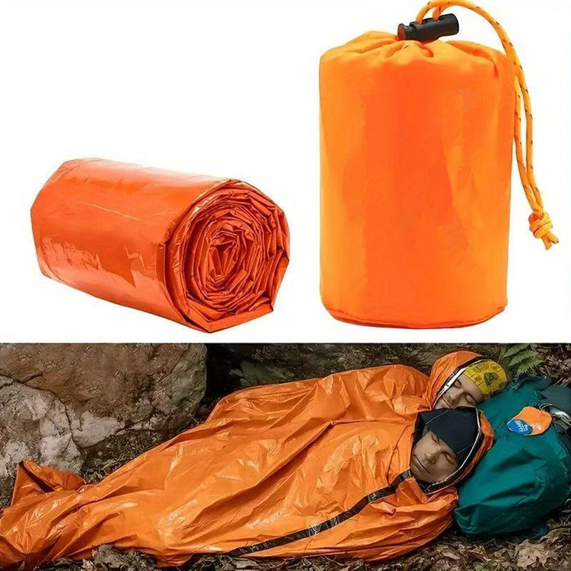Emergency Mylar Tent - 緊急用寝袋 超防水マイラー保温ブランケット 軽量サバイバル寝袋 キャンプやハイキングに最適な保温寝袋