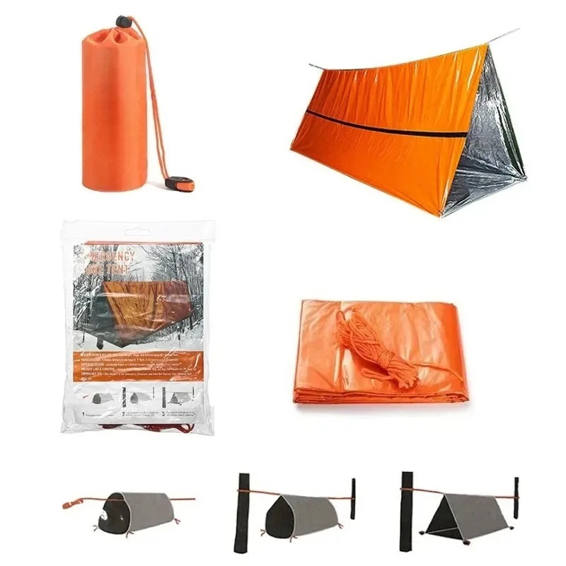 2人用緊急シェルターサバイバルテントキットマイラーチューブテ - Emergency Mylar Tent のレビューと価格