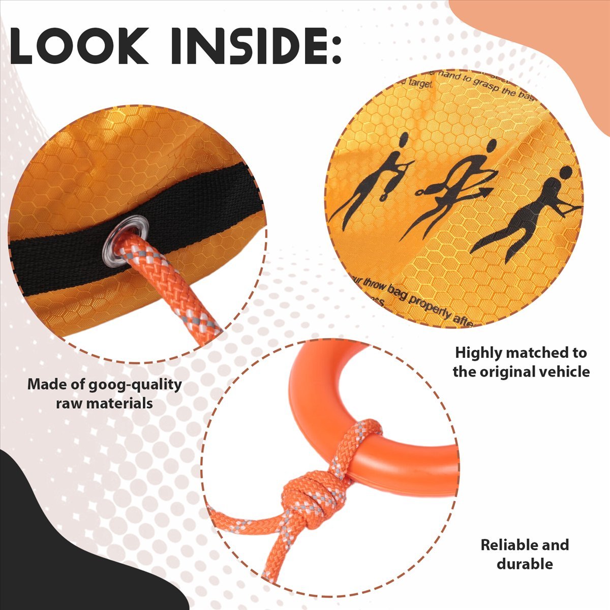 ハッピーニュー - 反射材付き投げロープと投げ袋、水上救助用 - Rescue Rope Throw のレビューと価格