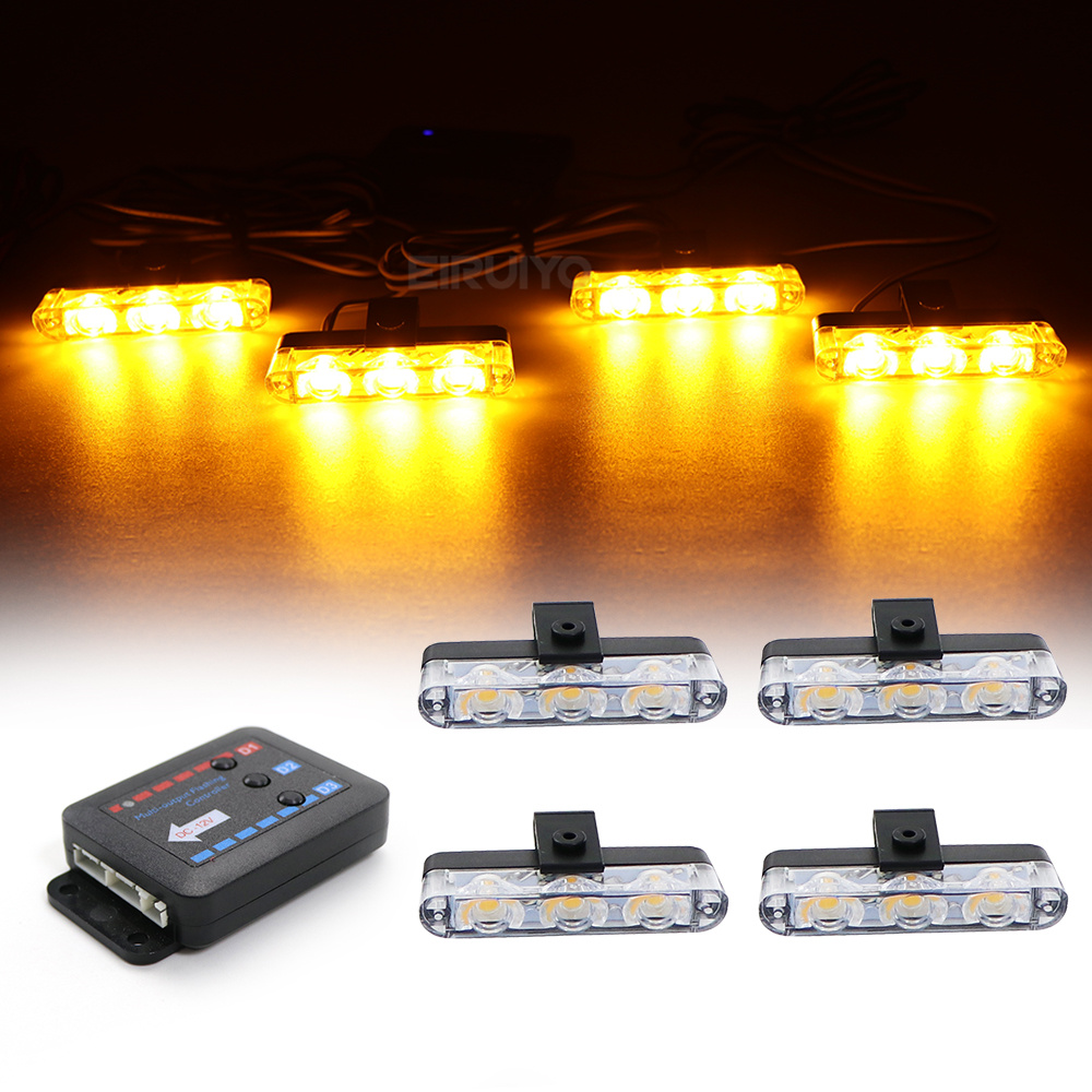4x 3 LED グリル車用 LED ストロボライト 赤青黄 - Sos Light Strobe のレビューと価格