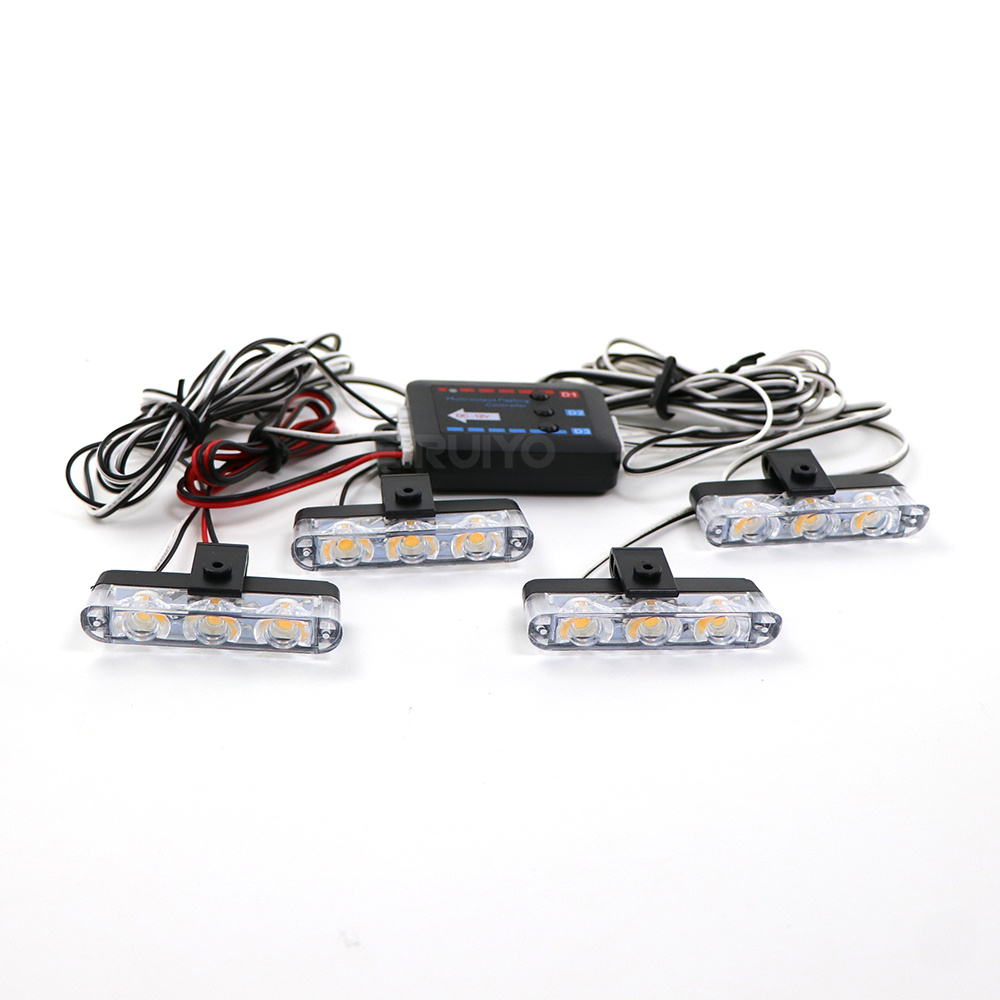 4x 3 LED グリル車用 LED ストロボライト 赤青黄 - Sos Light Strobe のレビューと価格